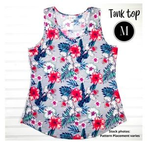 NWT Lularoe Tank top with red tropical flowers and gray ⭐️host picture 🌟